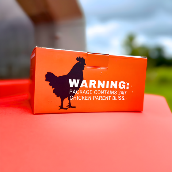 Hatching Time Smart Coop. Warning for Package containing 24/7 chicken parent bliss.
