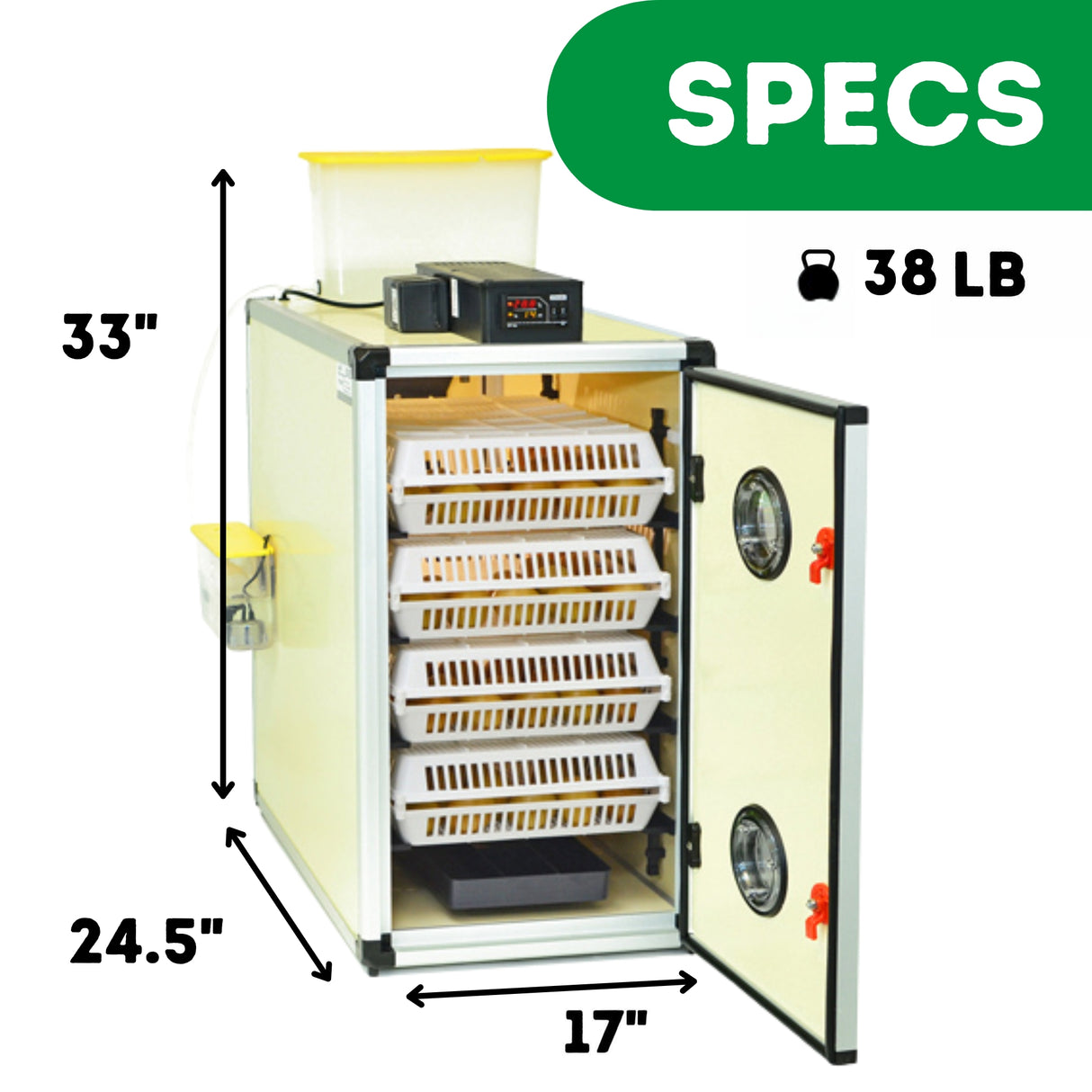 470 Egg Incubator Kit (350 Set + 120 Hatch) specs