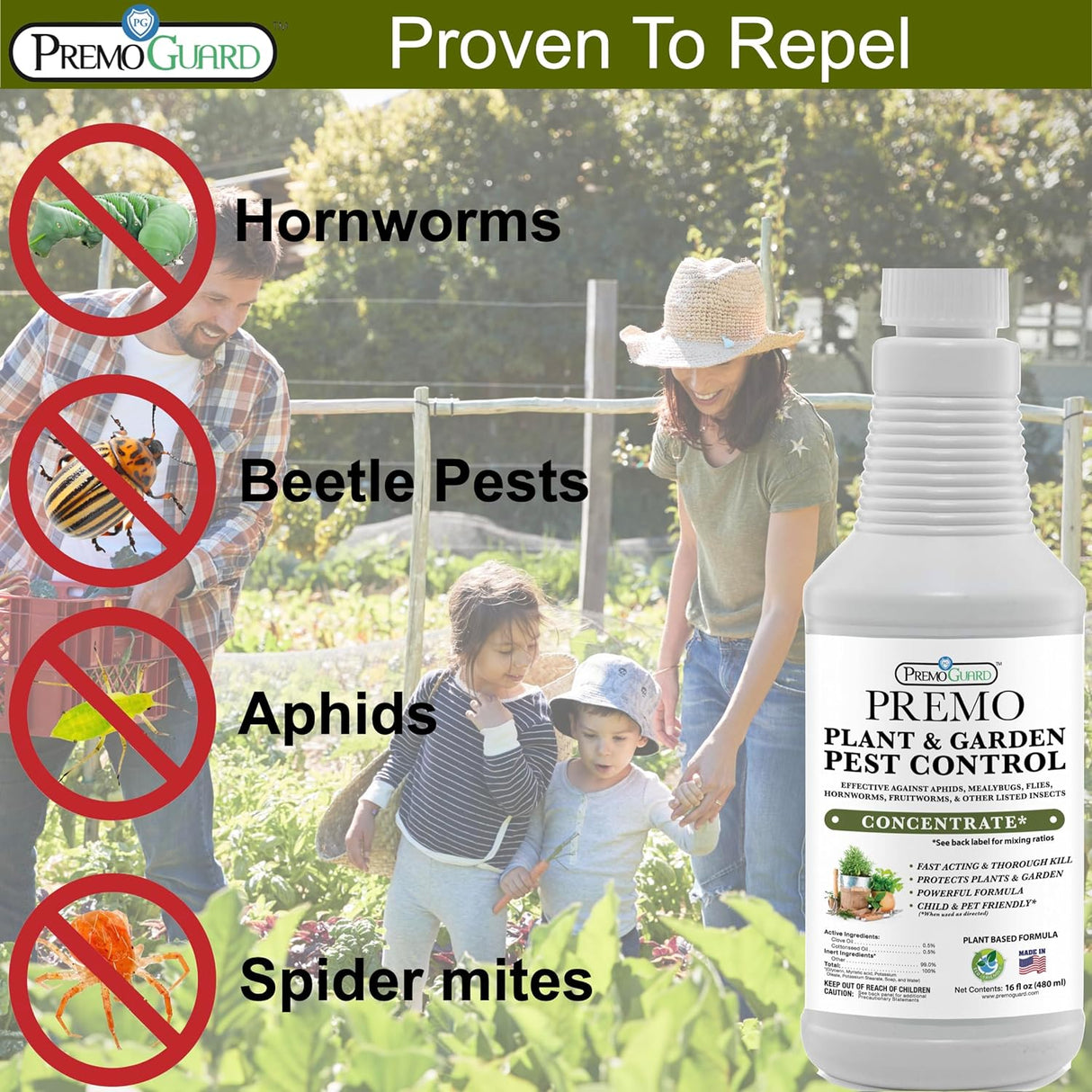 Plant and Garden Pest Control Concentrate By Premo Guard- 16 oz