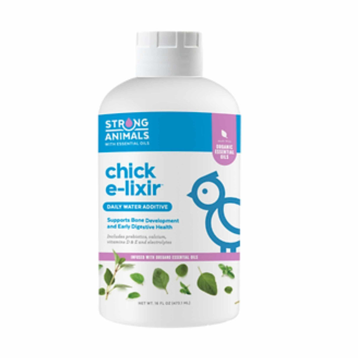 Hatching Time Strong Animals. Chick e-lixer daily water additive bottle can be seen in image.