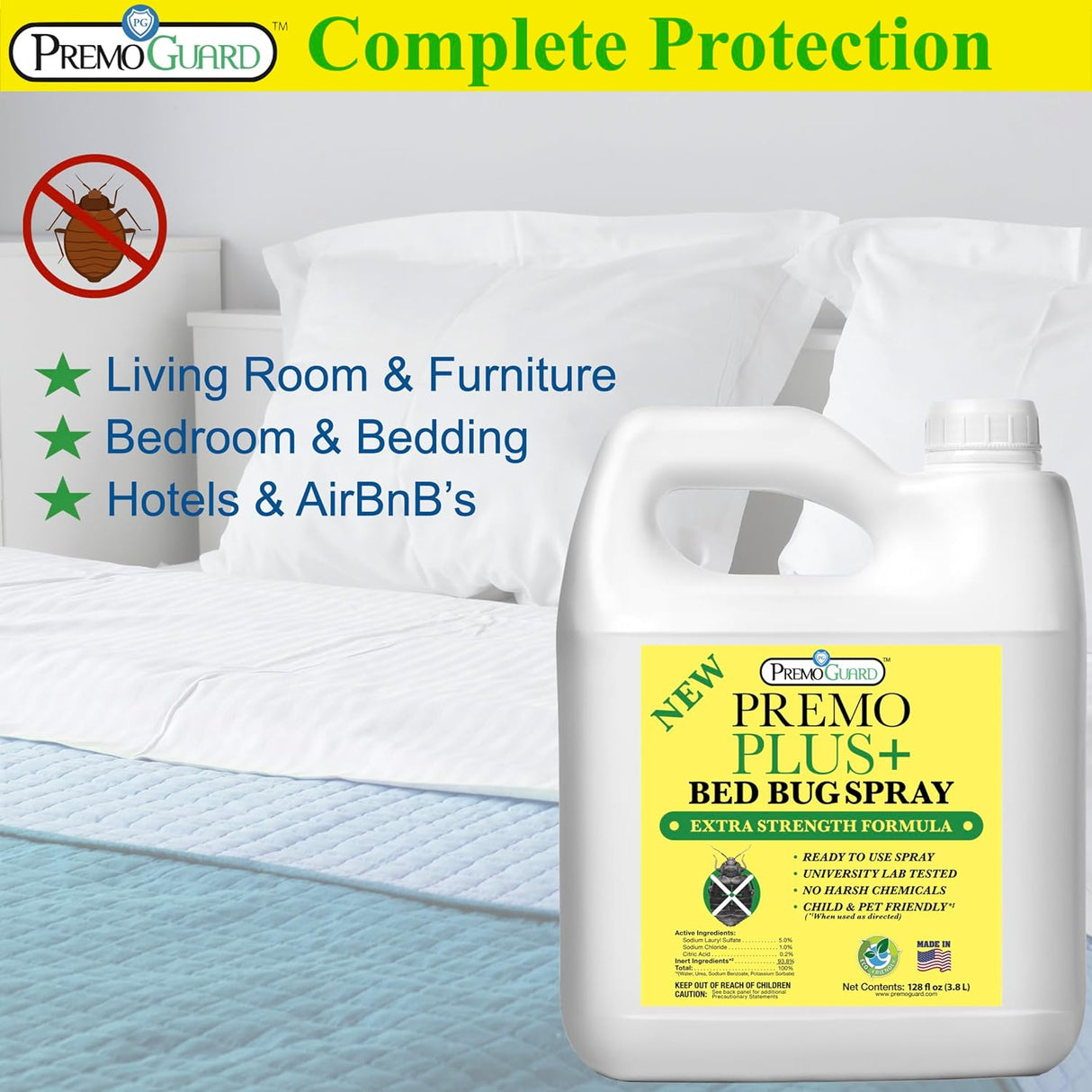 Bed Bug Plus Spray By Premo Guard - 128 oz