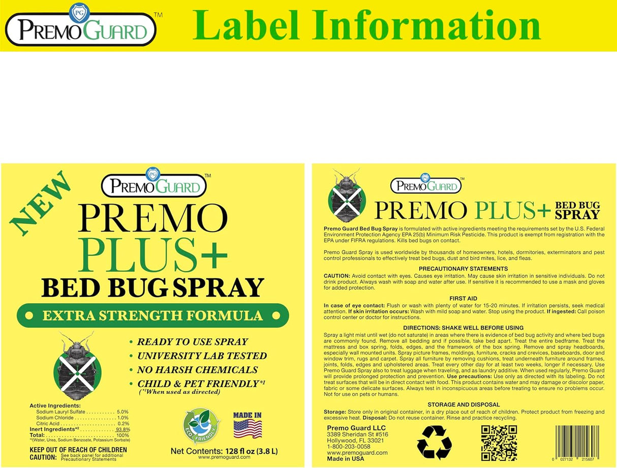 Bed Bug Plus Spray By Premo Guard - 128 oz