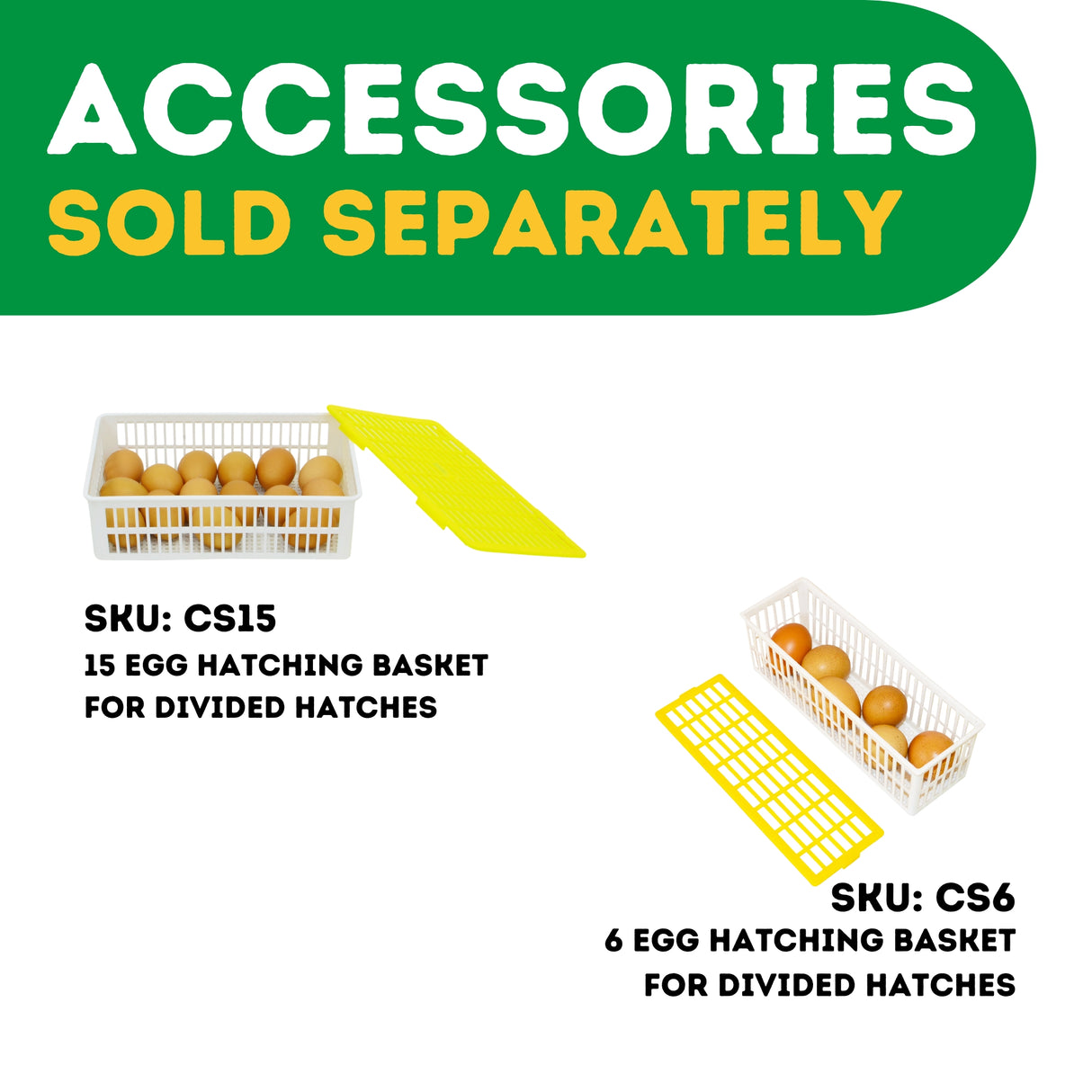 Hatching Time CT120H accessories shown. Hatching baskets full of eggs can be seen in image.