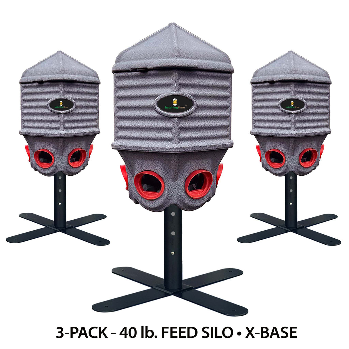A 3 Pack of 40lb feed silos with a X-Base