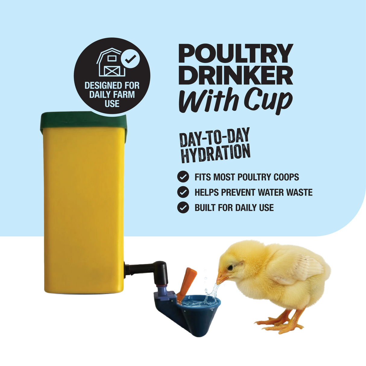 1L Poultry Drinker w/ Auto-Fill Cup