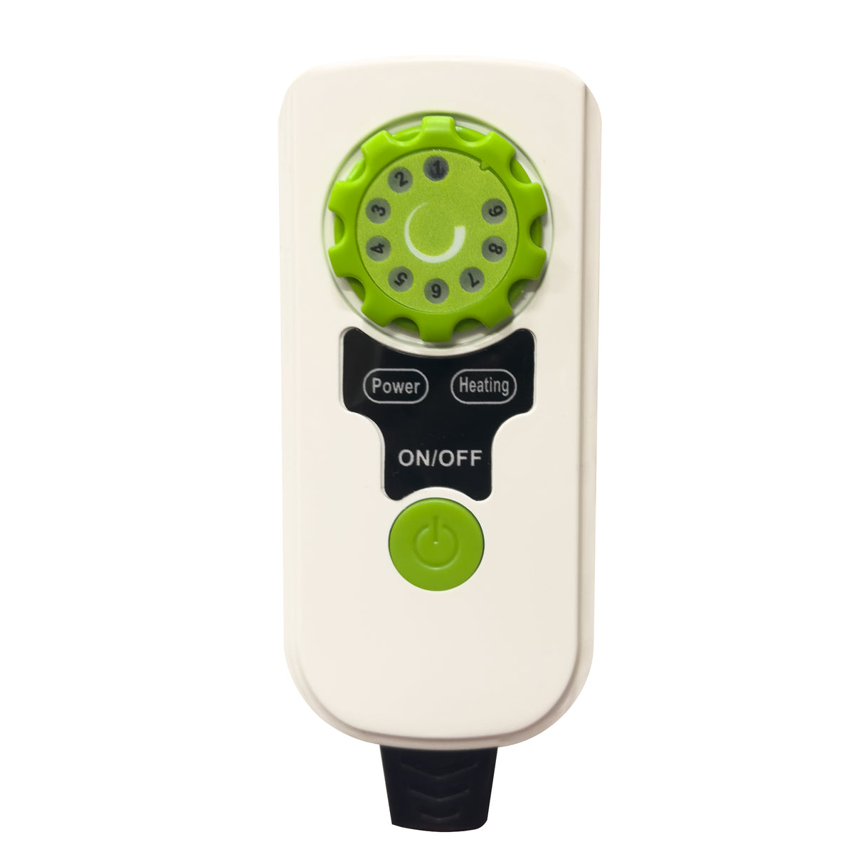 Front view of NC-1 temperature controller showing power button, heating indicators, and adjustable dial for Warmzy chick heating plate