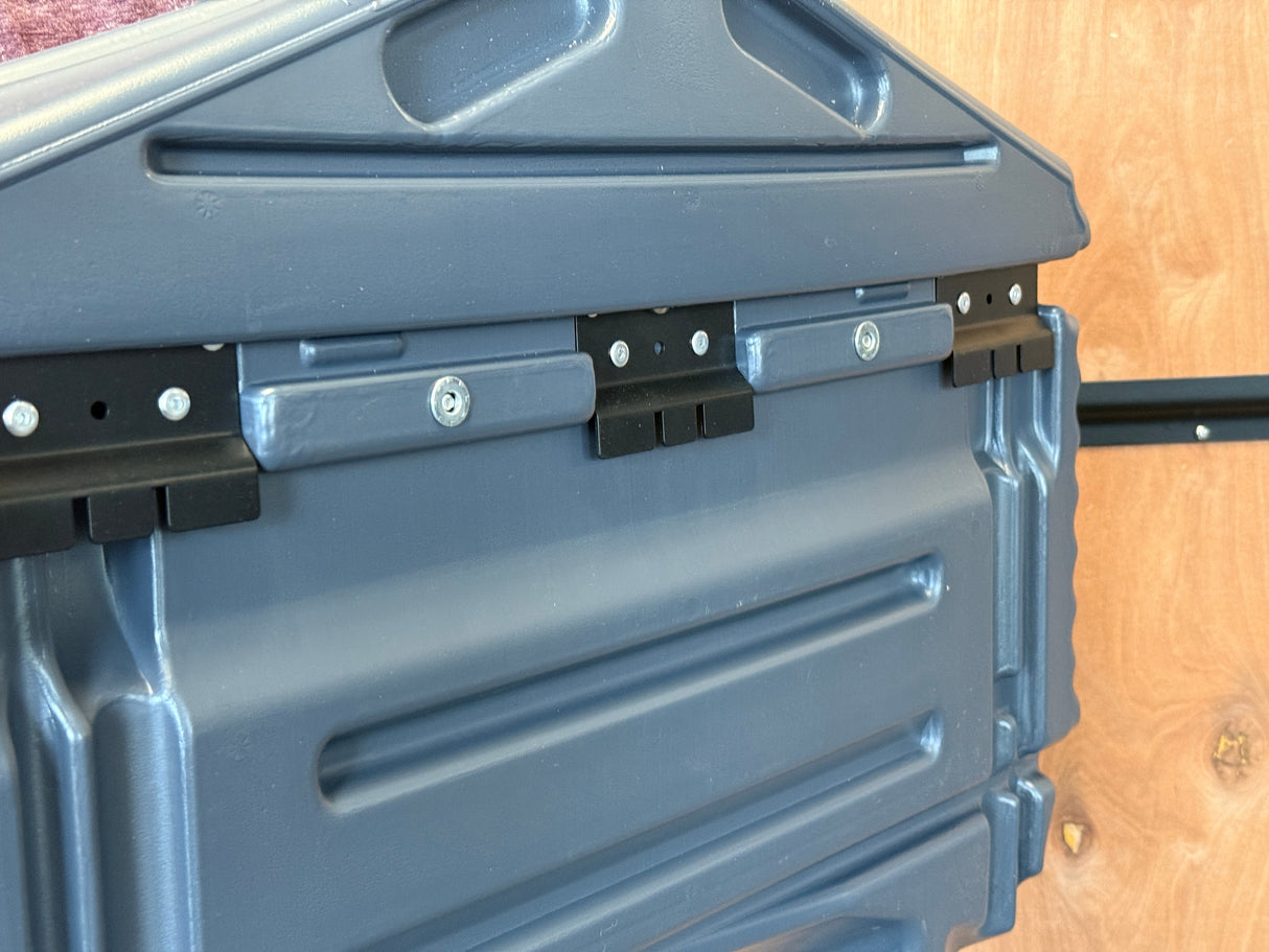 Hatching Time Silo wall mounted Coopworx Feeder and Drinker mounting hardware shown.