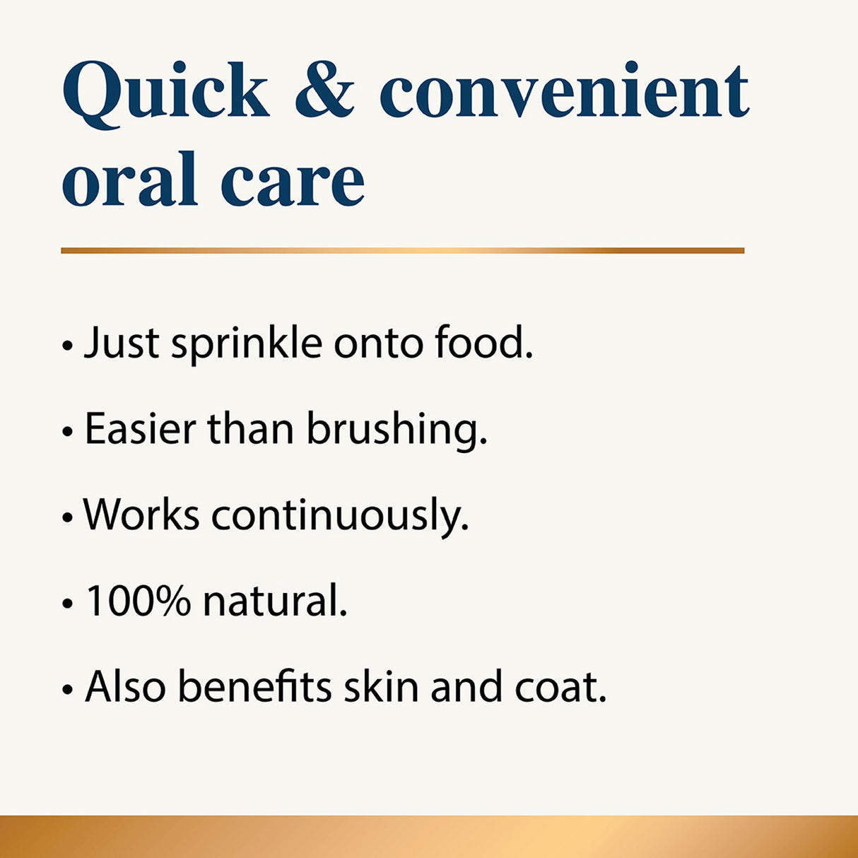 Karnlea dental powder benefit graphic for quick and convenient pet oral care