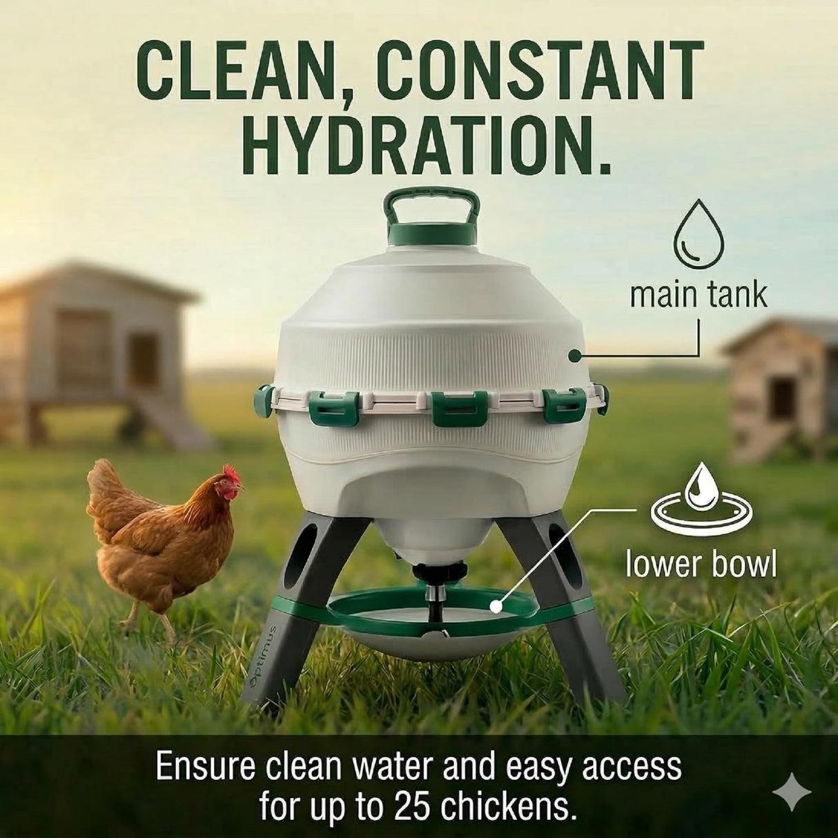 The Optimus Poultry Drinker - 6 Gallon has anti-algae technology
