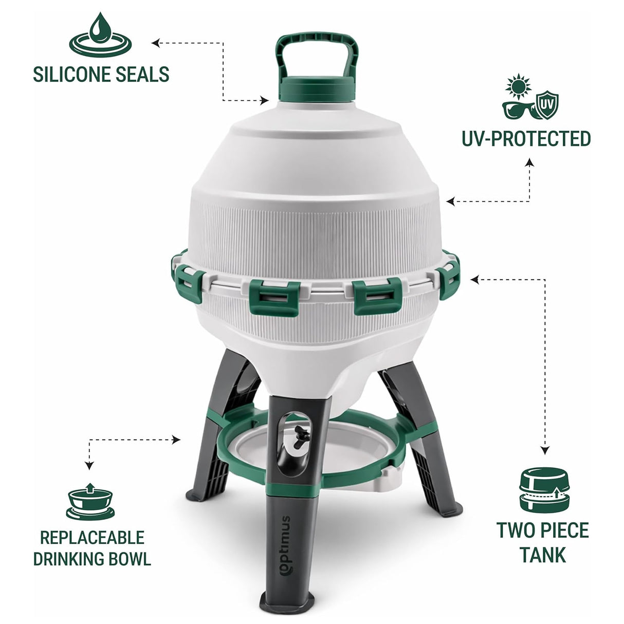 Technical data for the Optimus Poultry Drinker - 6 Gallon
