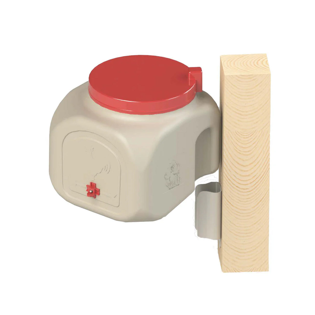 Hatching Time OverEZ. Compact waterer assembly can be seen in example of how to mount to wall.