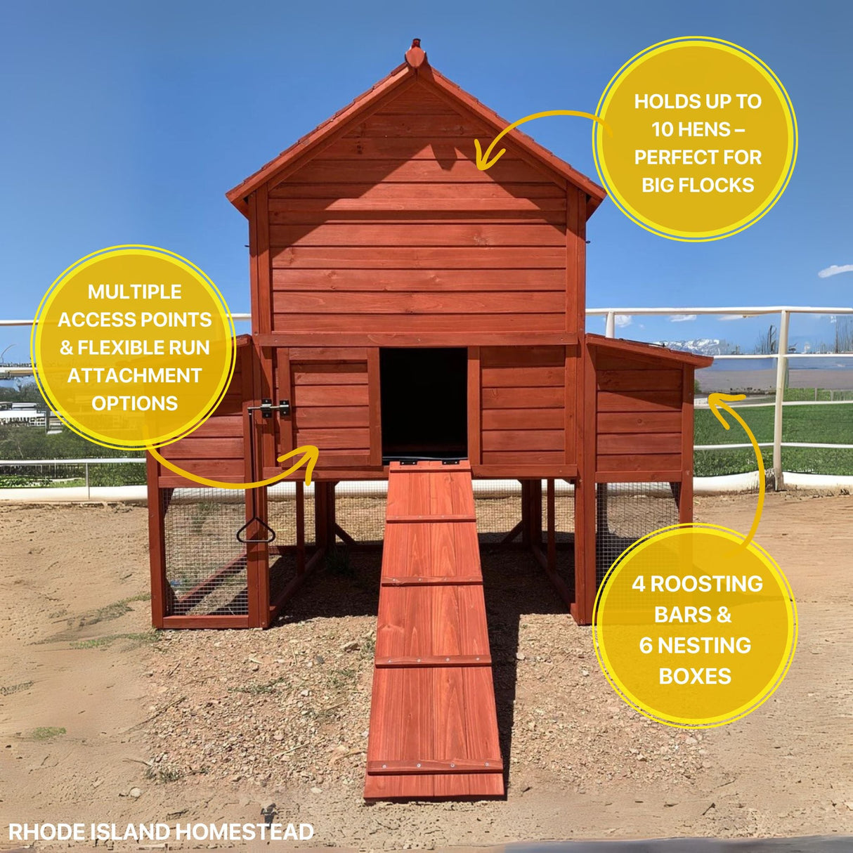 Chicken Coop for 10 Chickens - Rhode Island Homestead w/ Run Options
