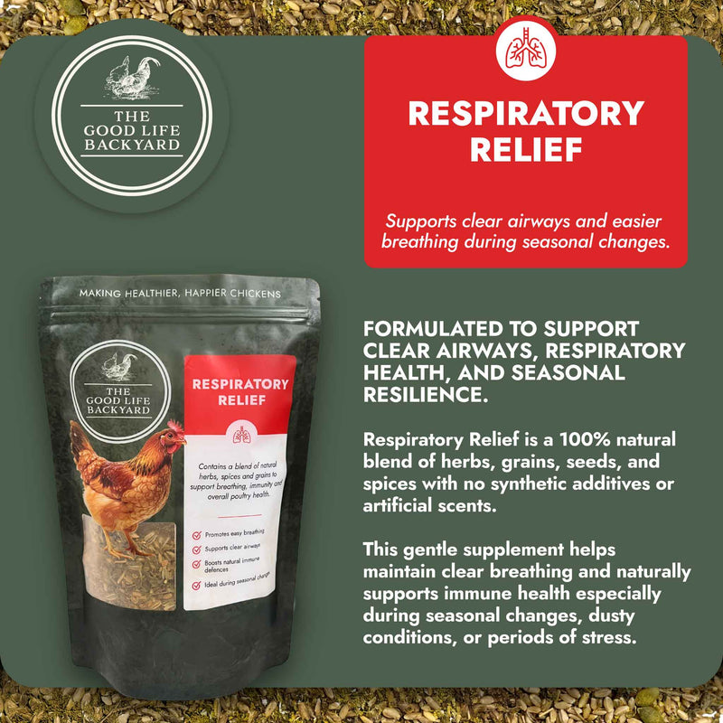 Supplement package for respiratory relief with text on a green background