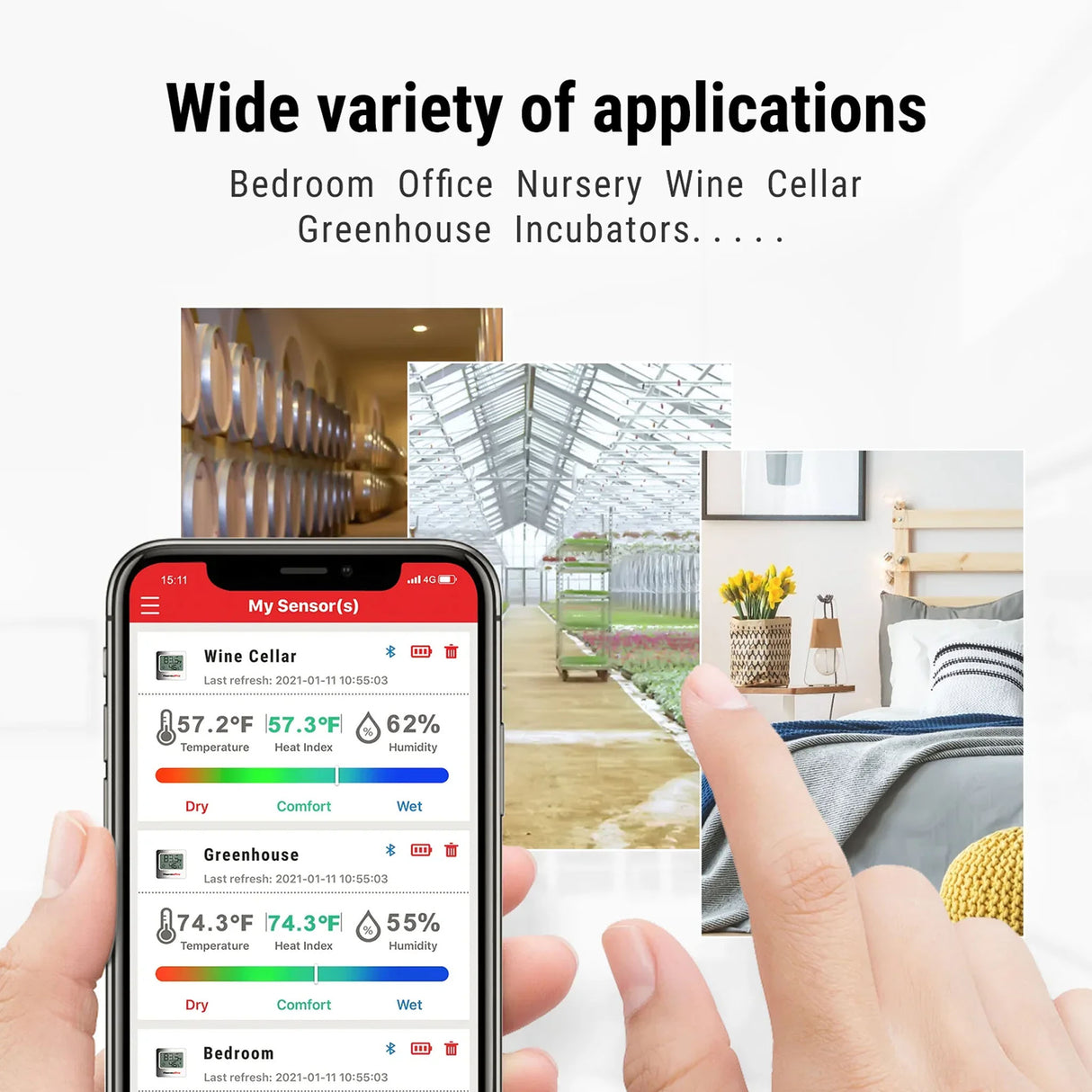 TempPro TP357 Bluetooth Thermometer Hygrometer for Home, Greenhouse, Nursery, Wine Cellar, and Incubator Monitoring