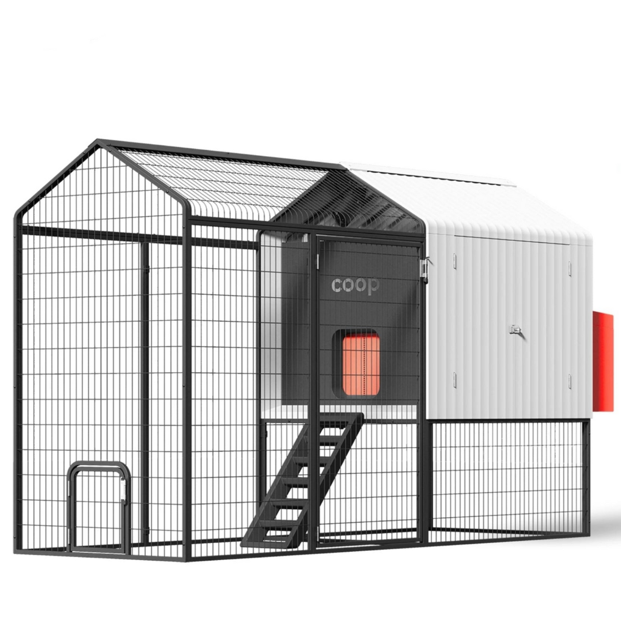 Hatching Time Smart Coop. Chicken coop with run can be seen in image.