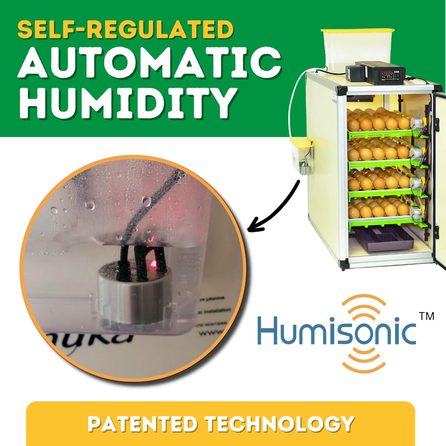 Hatching Time CT120H humisonic humidifier can be seen in image on ct hatcher