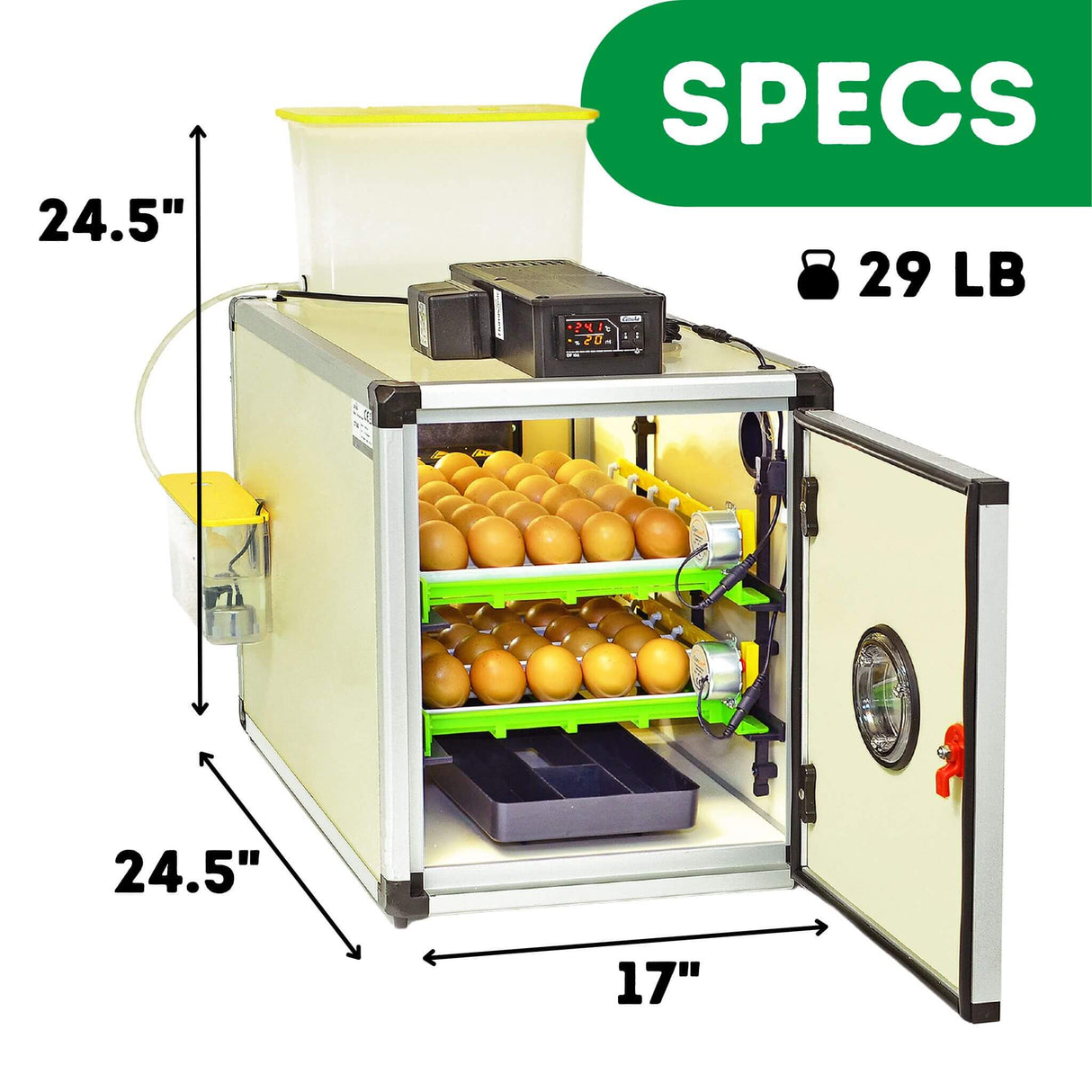 Dimensions and weight for CT60SH egg incubator