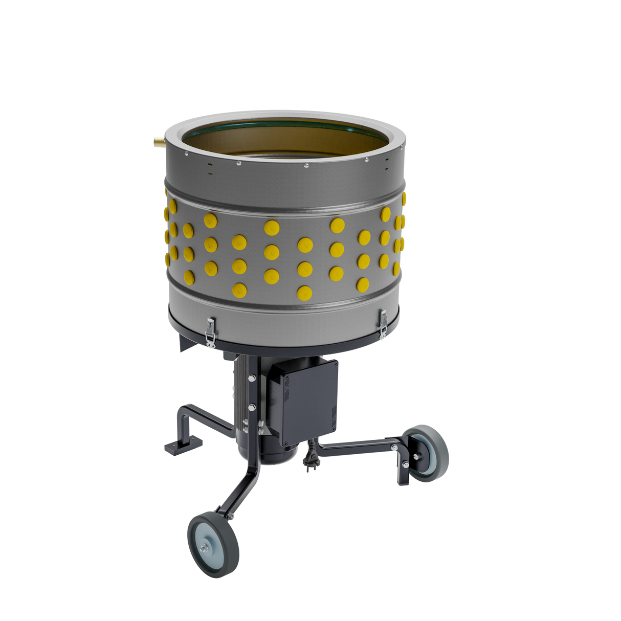 Poultry feather plucker machine with 50 cm drum and 164 ProA rubber fingers on wheeled base