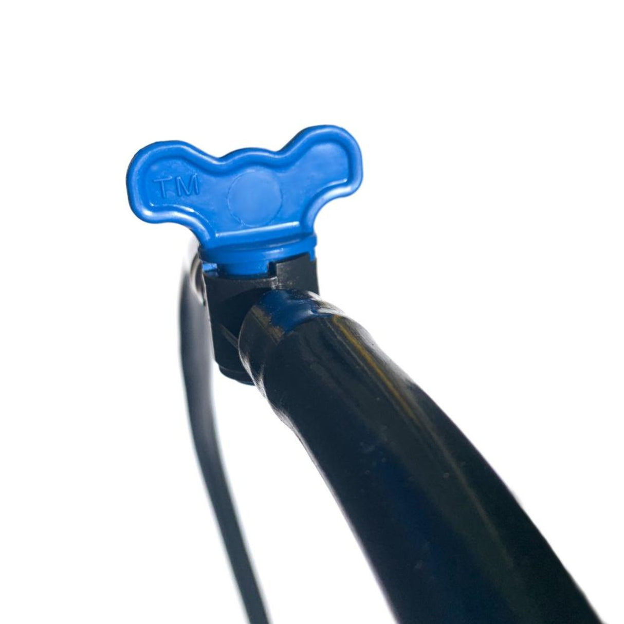 Hatching Time Cimuka. Hose Connector - Twisted Water Stopper - Turned On Closeup