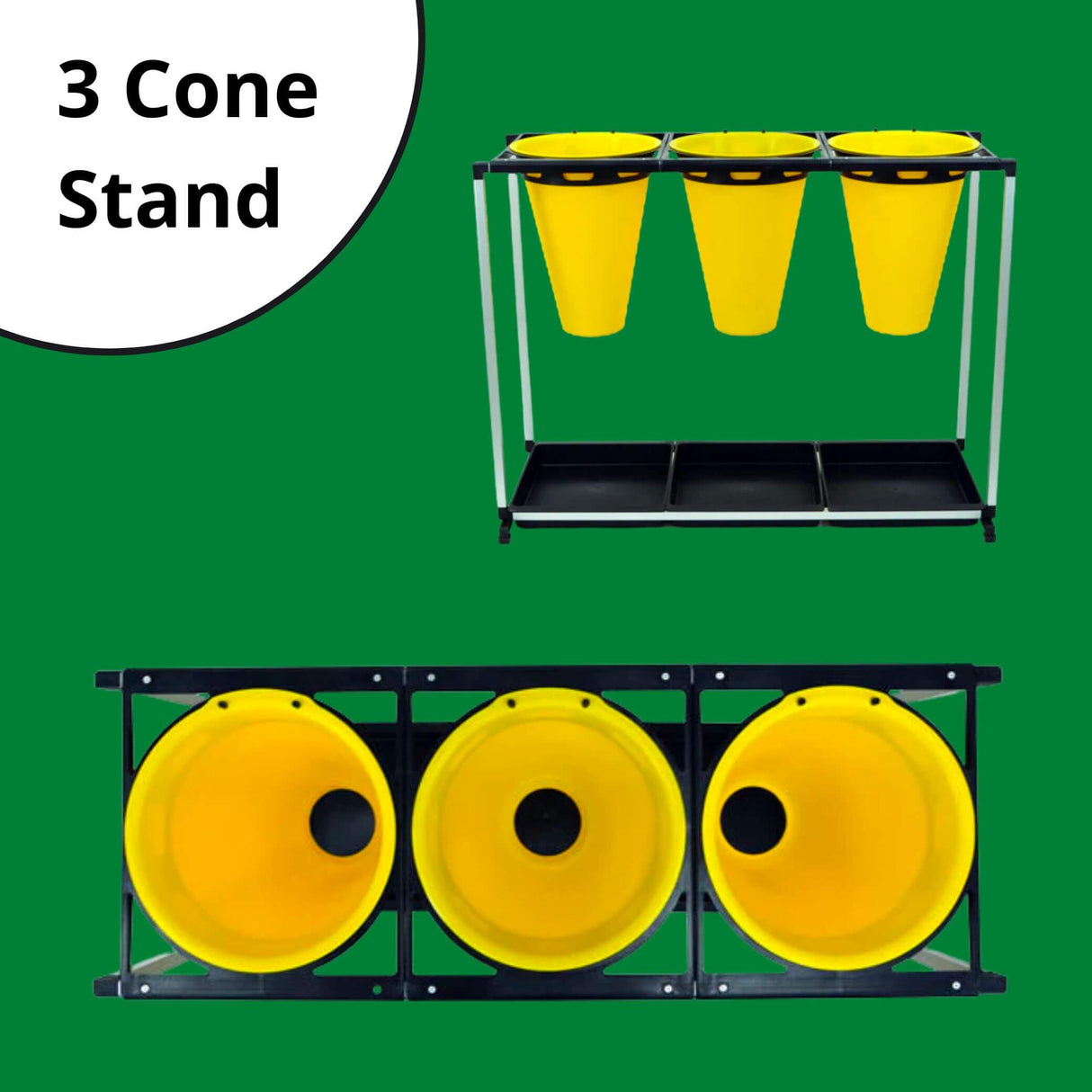 Hatching Time Cimuka. View of processing cones. Text reads “3 cone stand”