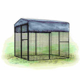 Hatching Time OverEZ. Illustration of tarp on 8ft walk-in chicken run.