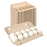 bulk Natural Pulp, Stack of cardboard egg trays with a carton containing eggs on a white background