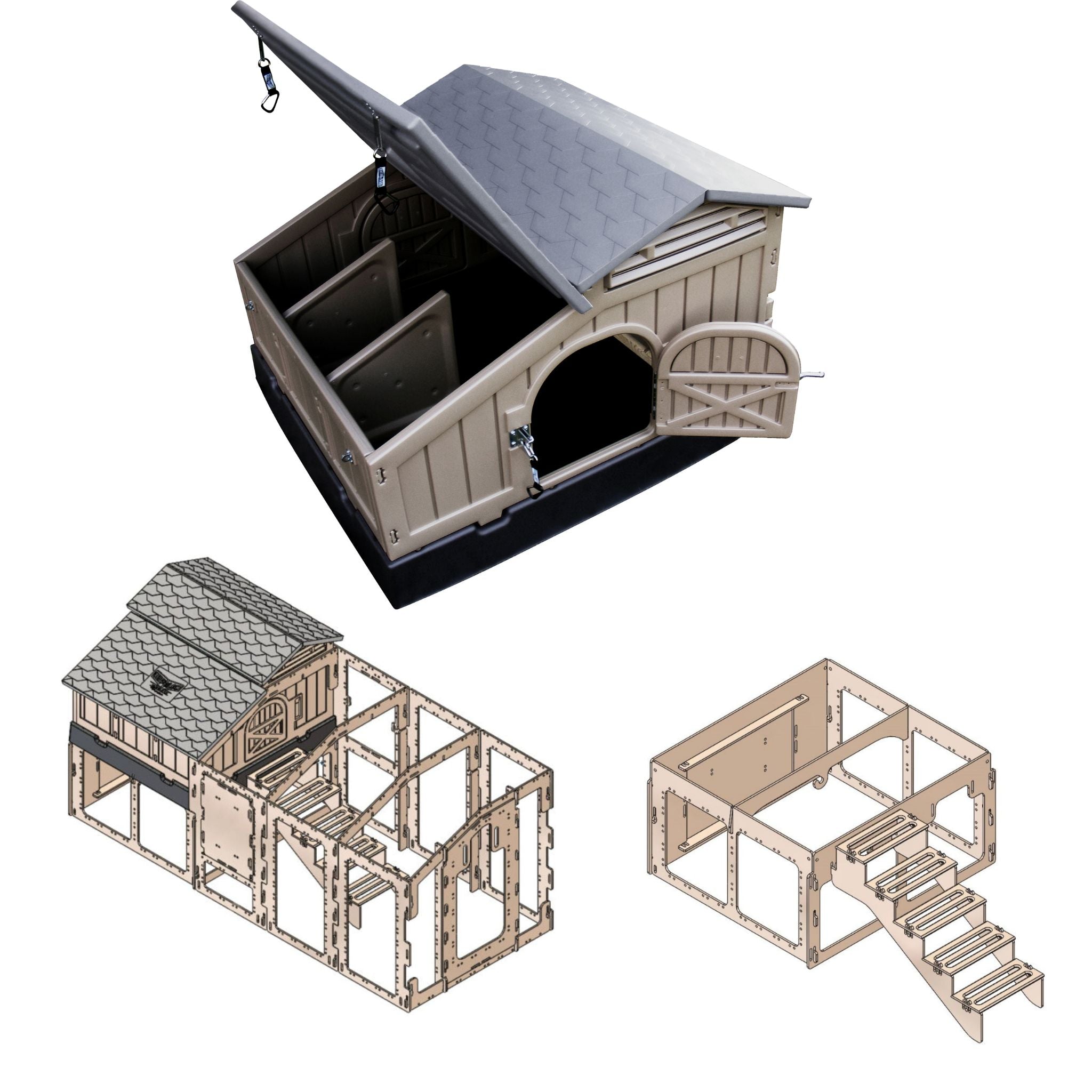 Standard Snaplock by Formex Chicken coop with stand and stairs and run. 4 bird chicken coop