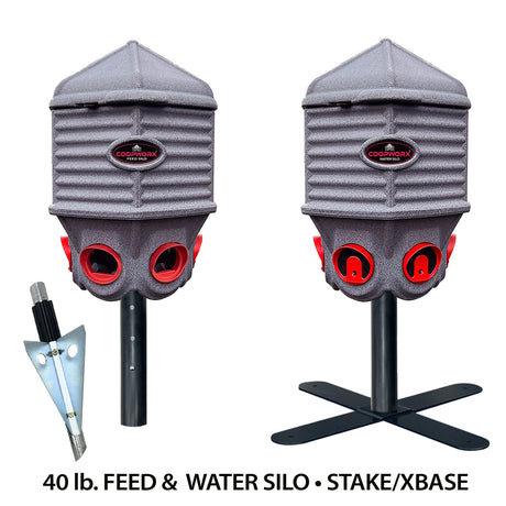 Silo Bundle (Free Stand) - 1 Feeder (40 lb) & 1 Waterer (8g)