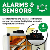 Another feature for this incubator kit shown in the photo is it does have alarm and sesors