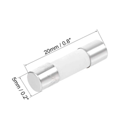 Hatching Time. 20x5 Millimeter ceramic fuse with measurements in infographic.