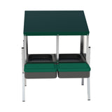 EggHouse galvanized 2-bay nesting box with green roll-out trays and galvanized legs for freestanding installation in chicken coop
