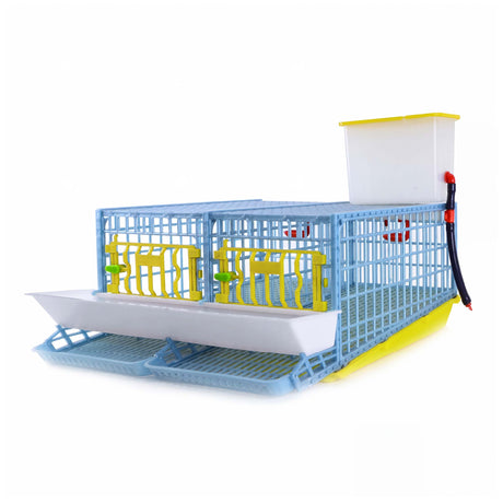 Cimuka by Hatching Time 2-section quail breeding cage with front feeder, roll-out egg trays and water tank