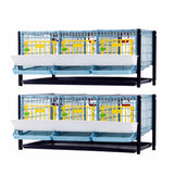 Cimuka by Hatching Time quail cage double layer addition with three sections per layer, feeders, egg trays and waste trays