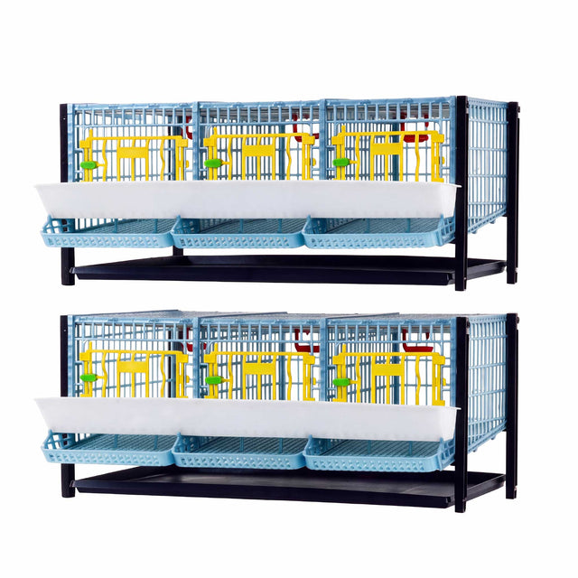 Cimuka by Hatching Time quail cage double layer addition with three sections per layer, feeders, egg trays and waste trays