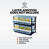 Cimuka quail cage double layer addition graphic listing excluded items: bottom frame, top frame, water tank and wheels