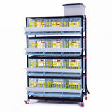 Cimuka by Hatching Time 4-layer quail breeding cage with front egg collection trays, water tank, and caster wheels