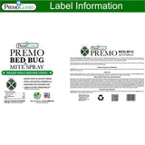Hatching Time Premo. Bed Bug & Mite spray bottle label.
