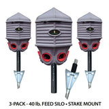3 40lb Silo Feeders with the Stake Mount option