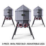 3 80lb Feed Silos with 4 adjustable legs 