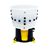 Plucker Unit - Chicken (Small) - Hatching TimeHatching Time Cimuka. Image shows Food-grade plastic feather plucker with visible feather chute. Rubber plucker fingers can be seen from outside of drum.