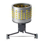 Stainless steel chicken plucker machine with 50 cm drum, yellow ProA rubber fingers, and wheeled base