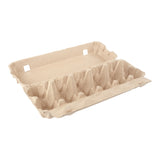 Beige egg carton on a white background