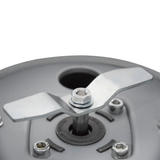 Close-up of stainless steel blade and nut assembly inside Farm Mill Compact Feed Crusher showing durable cutting mechanism for grinding grains and feed