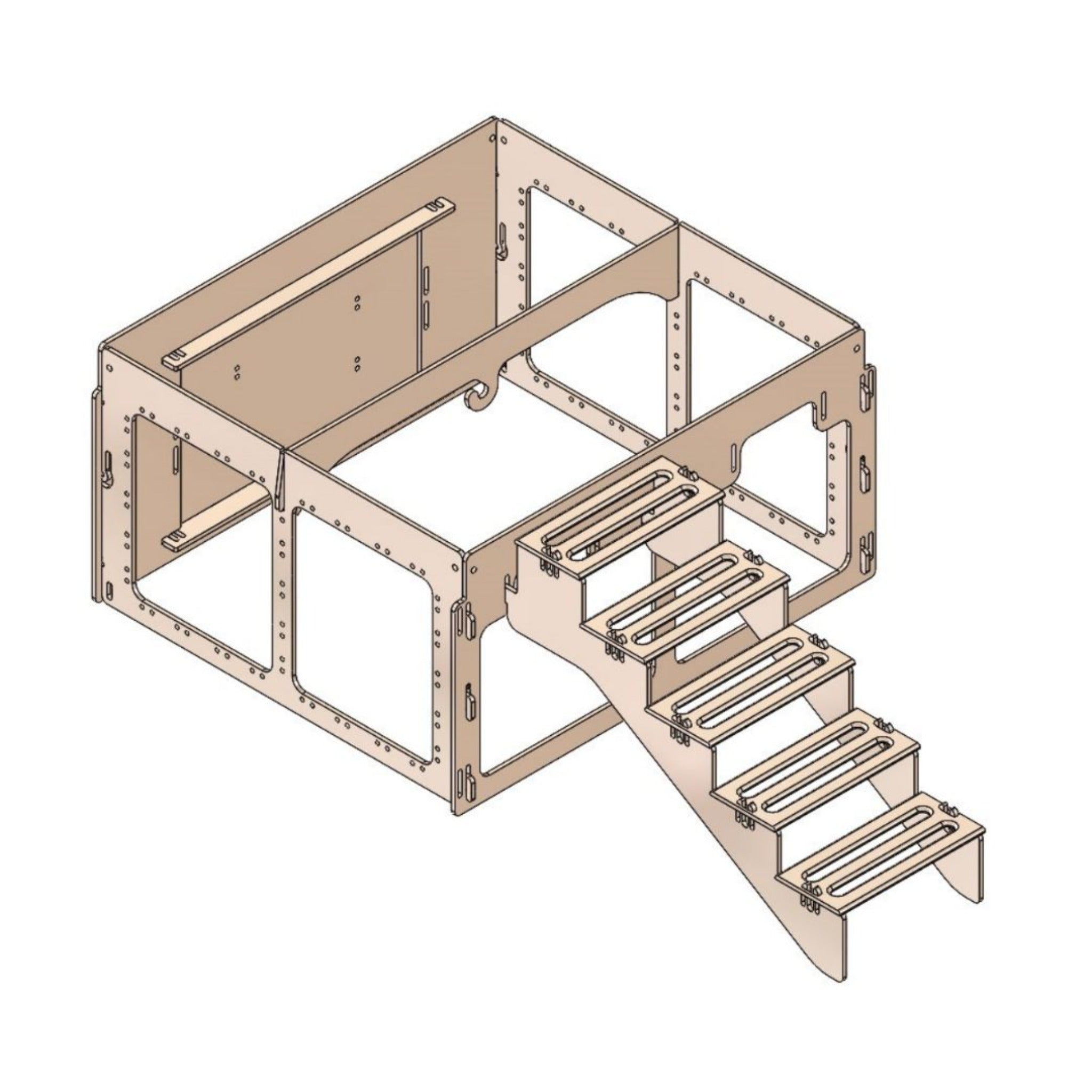 Coop stand and stairs for Formex Chicken coop. Fits both Standard and Large chicken coops. 3D rendering
