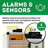  Image shows a focus on digital controls that have alarms and sensors for temperature and humidity found on HB175 H - Egg Incubator - Hatcher