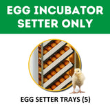 HB175 S - Egg Incubator - Setter: Image shows this incubator is a setter only and includes 5 egg setter trays. There is a chick in the image.