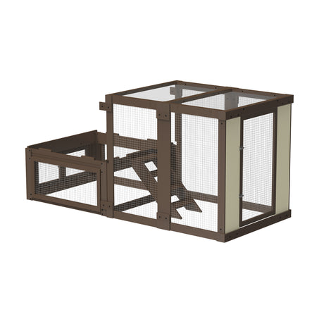 Hatching Time Flock Right chicken coop stand with stairs and enclosed outdoor run