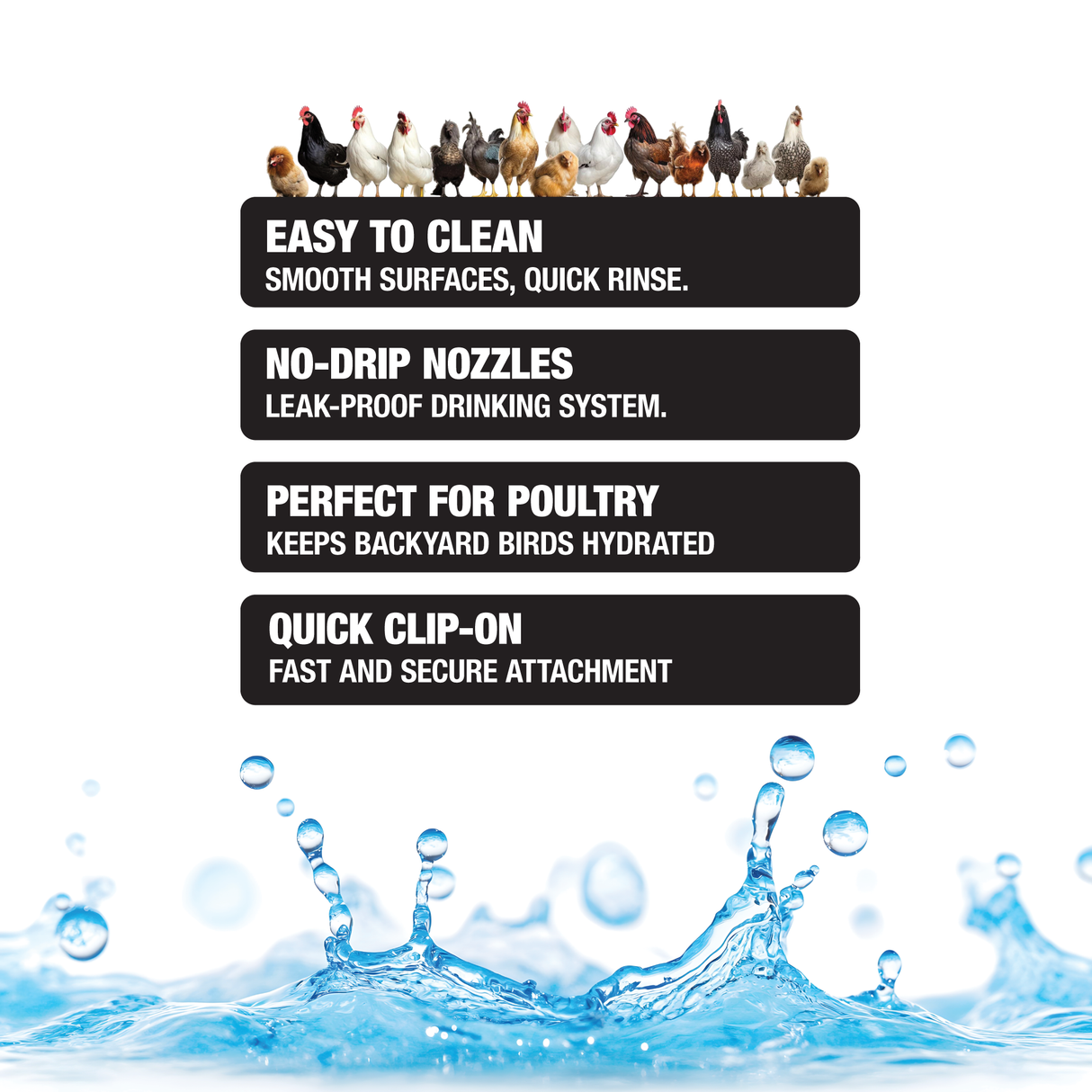 1L Poultry Drinker w/ Auto-Fill Cup