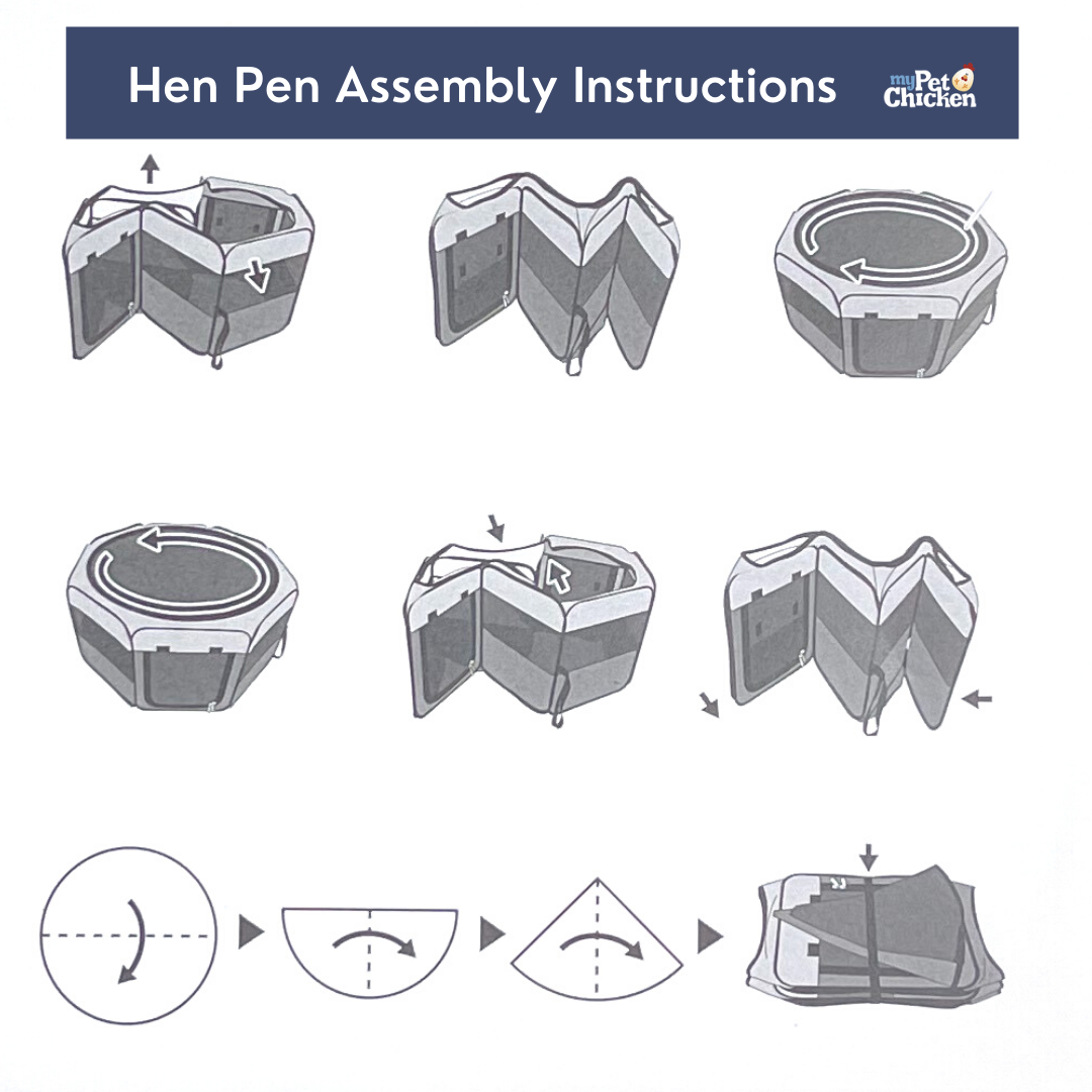 Hatching Time Hen Pen pop up brooder instructions are shown.