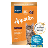 Karnlea Appetite cat food package with a cat on an orange background